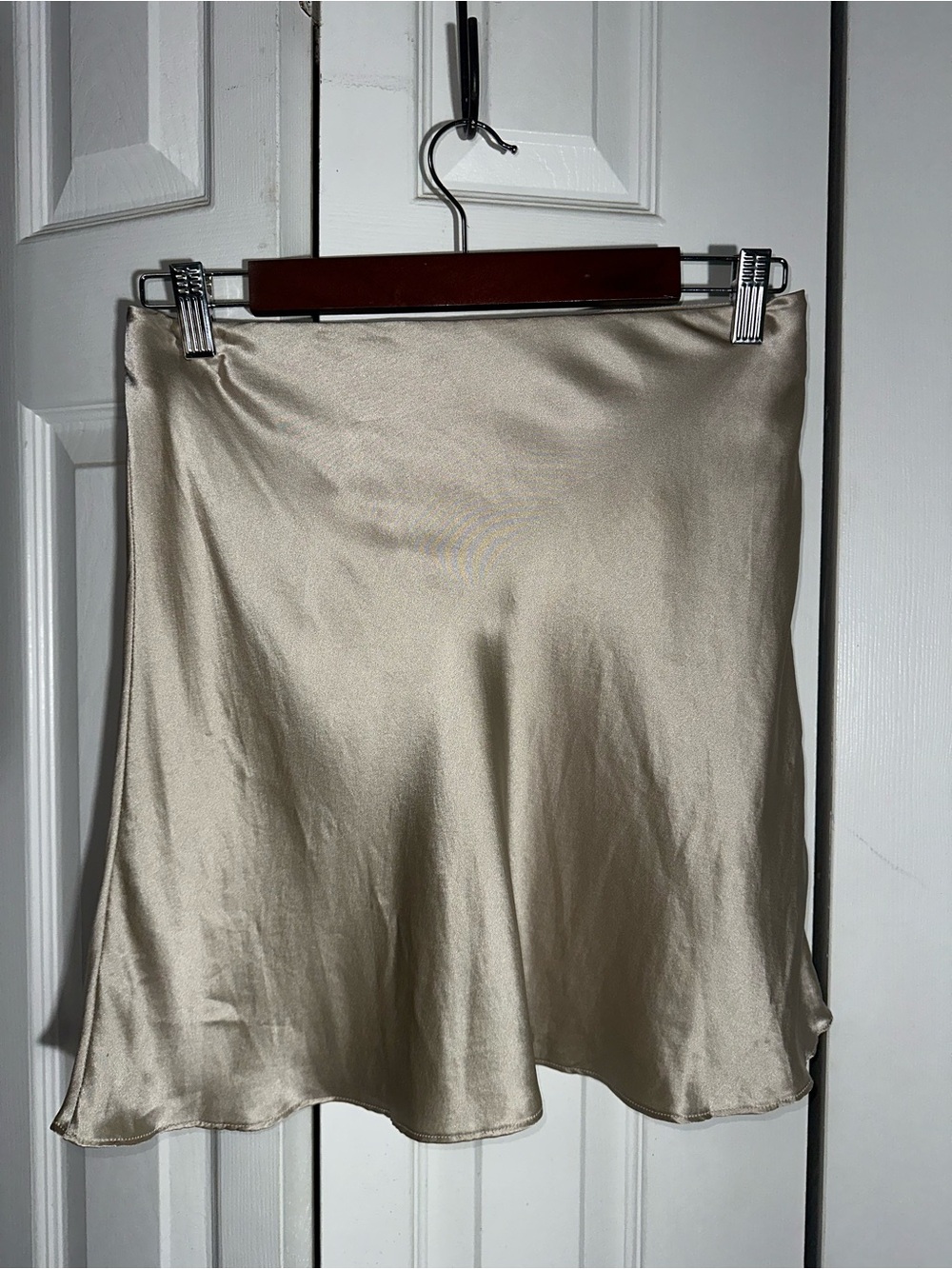 Quince Mini Skirt Champagne gold 100% Washable silk Minimalist Capsule  AA25